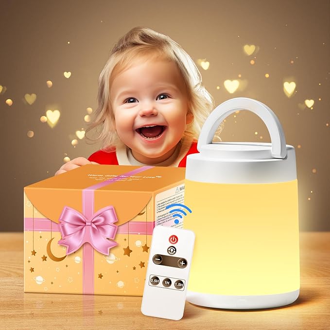 One Fire [Gifts for Kids/New Moms 10 Color Dimmable Night Light Lamp, Rechargeable Portable Night Light for Baby Nursery Lamp, Remote+Timer Touch Light, Baby Night Lights for Nursery/Bedroom
