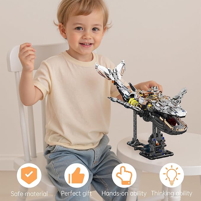 Mechanical Whale Building Set, Sea Animal Building Block Toy, Movable Ocean Animal with Display Stand, Home Decor Gift for Adults Teens Kids Boys（1388PCS）