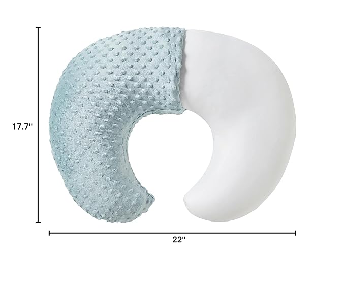 Nursing Pillow and Positioner, Breastfeeding, Bottle Feeding, Baby Sitting Support with Removable Ultra Soft Cover, Tummy Time Support for Baby Boys and Girls (Cloud Blue)