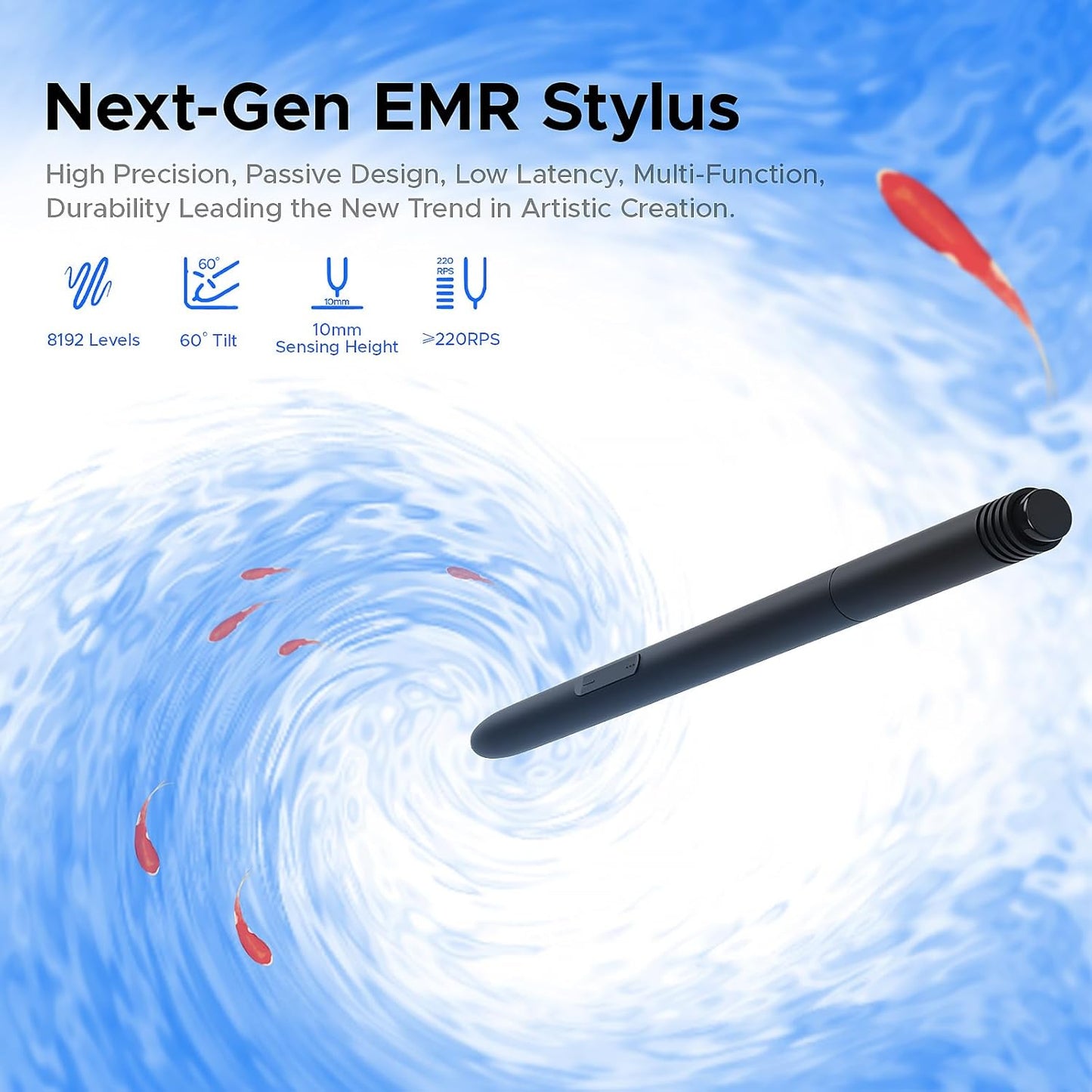 Drawing Tablet,UGEE M808 10x6 Inch, 8192 Levels Pressure, Battery-Free Stylus, 8 Shortcut Keys, Digital Art Tablet for Drawing, Design, Online Teaching, Mac/Windows/Chrome Os/Android, Black