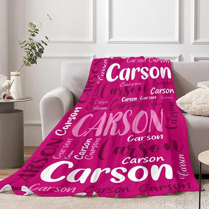 Personalized Custom Baby Blanket with Name for Girls Boys Kids Customized Flannel Blanket for Bed Nursery Room Baby Stroller