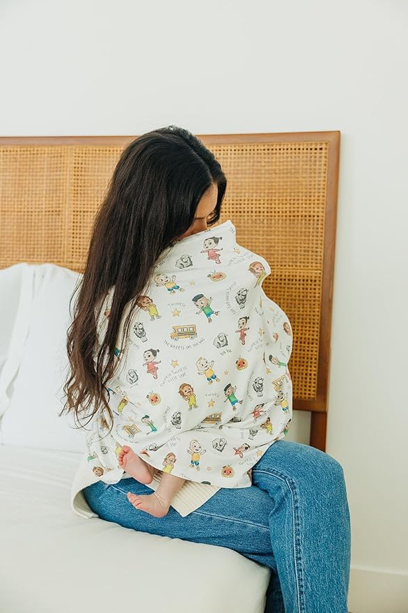 Copper Pearl Baby Car Seat Cover Canopy and Nursing Cover Multi-Use Stretchy 5 in 1 Gift 'CoComelon Friends' - One Size