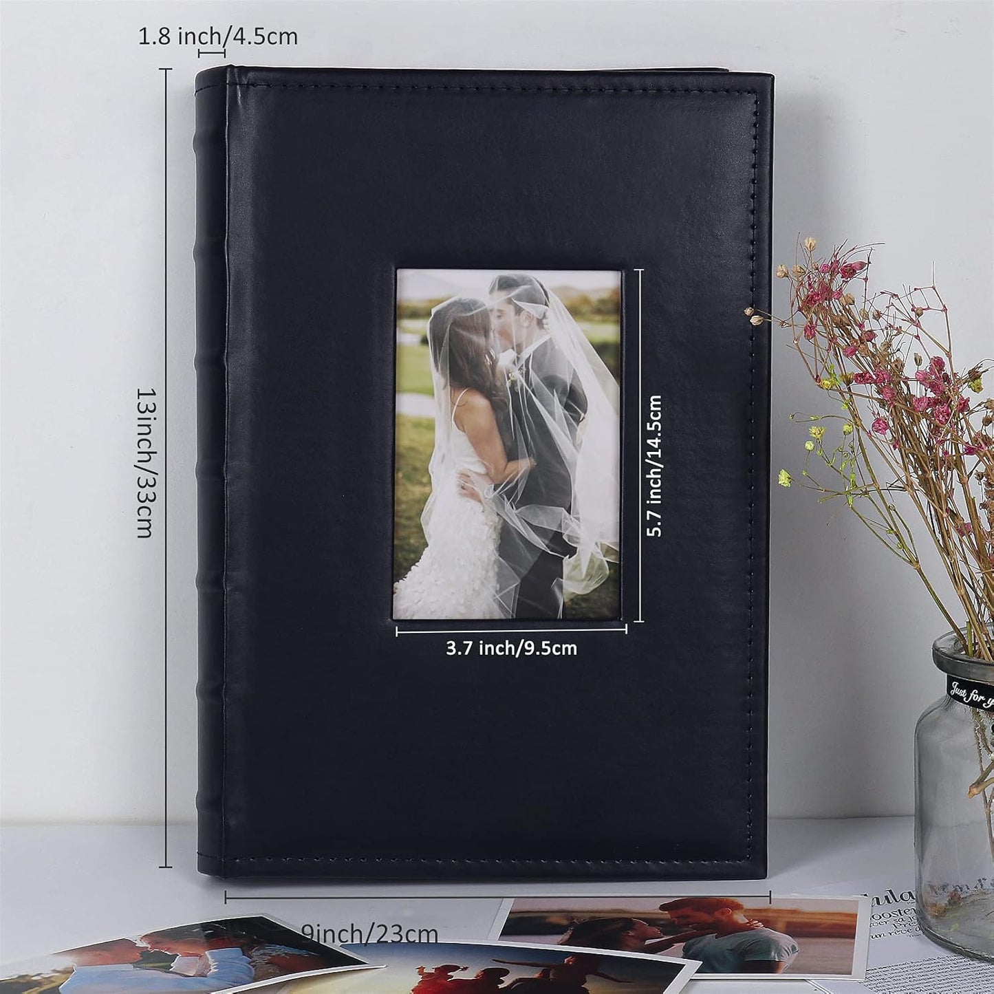 RECUTMS Photo Album 300 Pockets,4x6 Photo Book Paper Core Memo Insert Inside Page PU Leather Cover Picture Album Record Wedding Baby Valentine's Day Christmas Holiday(Blue)