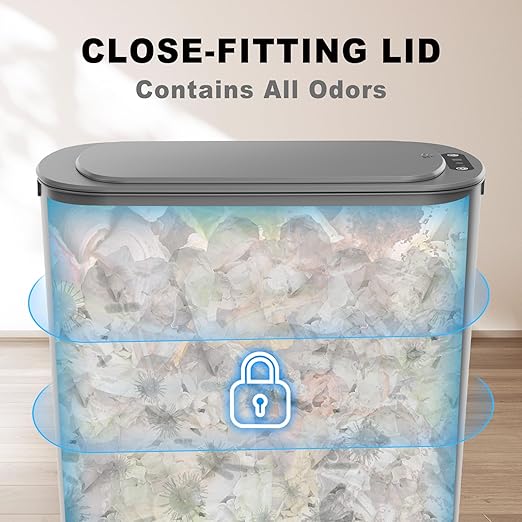 Cesun 5 Gallon Automatic Bathroom Trash Can, Touchless Motion Sensor Garbage Can with Lid, Smart Plastic Slim Wastebasket for Bathroom, Office, rv, Bedroom, Living Room, Grey