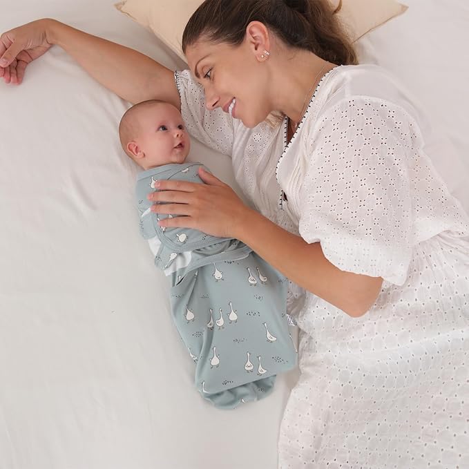 insular Baby Swaddle Wrap, Swaddle Blanket for Newborn and Infant, Adjustable Velcro Swaddling Set for Boy and Girl, Soft Cotton Baby Sleep Sack 3 Pack, Duck, Medium(3-6M)