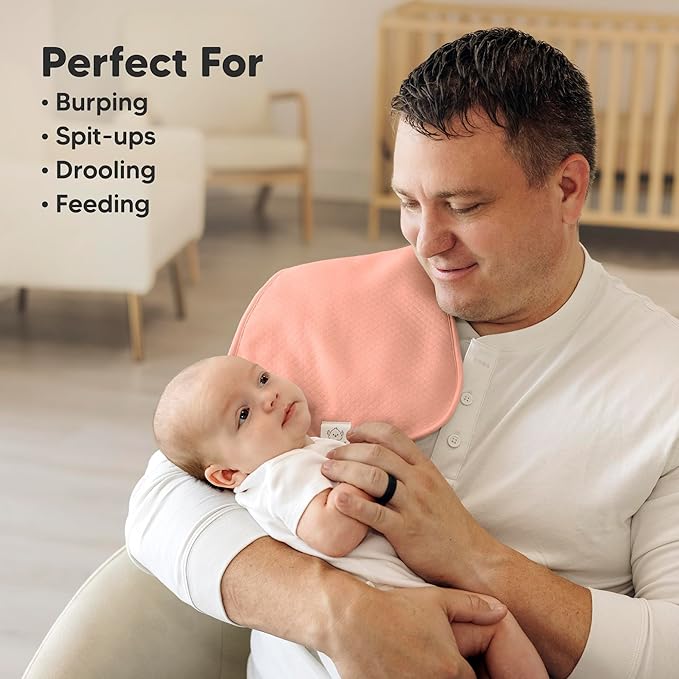 KeaBabies 5-Pack Organic Burp Cloths Baby Girl,Boy - Extra Large,Absorbent Baby Burp Cloths,Soft Burping Cloths for Babies,Newborn Burp Clothes,Cotton Burp Rags,Thick Burp Cloth (Muted Pastel/Quin)