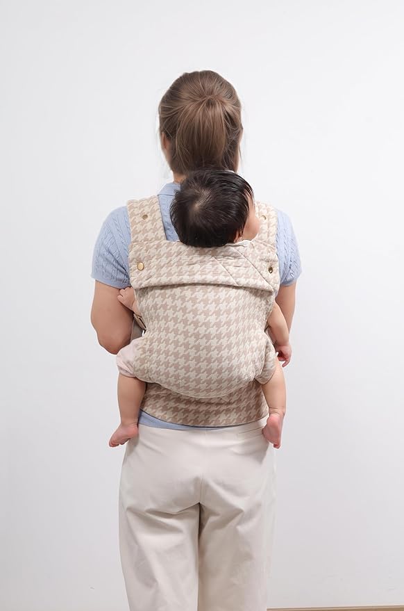 Baby Carrier for Newborns to Toddlers, 2025 Upgraded Houndstooth Adjustable Soft Cotton Linen Carrier, 4-in -1 Lightweight Front and Back Ergonomic Baby Holder Carrier