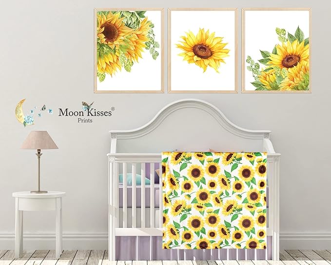 Baby Blanket, Soft Minky Warm Blanket for Boy or Girl, Receiving Blanket with Double Layer Dotted Backing for Newborns Nursery Stroller Toddlers Crib Bedding (30 x 40 Inch) Sunflower