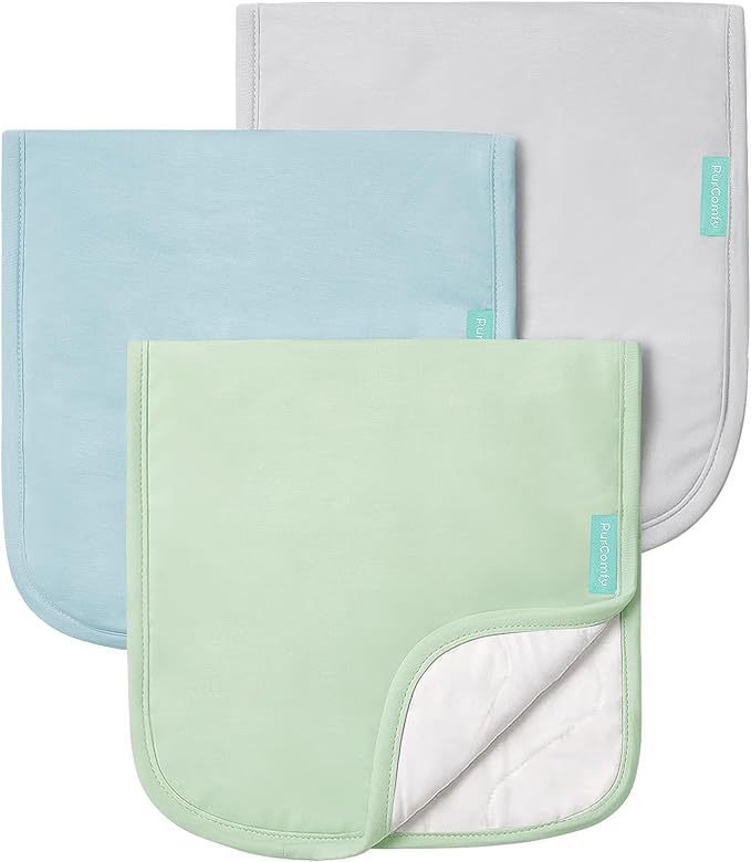 PurComfy Supersoft Burp Cloths, Premium Bamboo Viscose Baby Burp Cloths, Absorbent & Skin-Friendly, Large 21” x 10”, Unisex Baby Essentials for Feeding, Spit-Up, 3-Pack