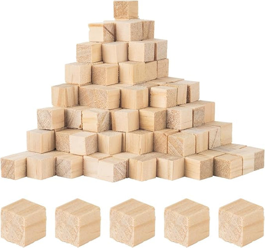 200 Pack 1 Inches Unfinished Wood Cubes Blocks - Natural Wooden Square Blocks Great for Crafts Making