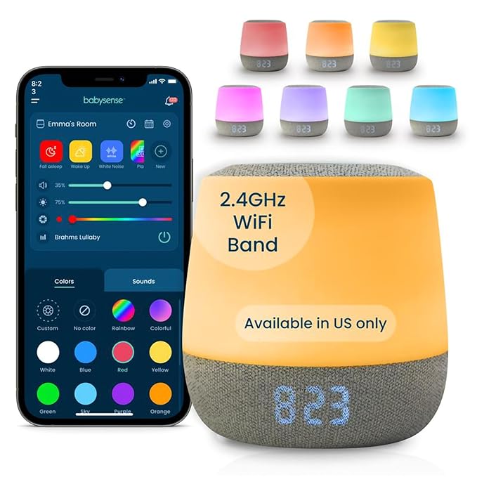 Babysense Dreamer 2.0 Baby Sound Machine with Night Light | 2nd Gen | 28 Soothing Sounds | Toddler Sleep Trainer | App-Controlled White Noise Machine | Sleep Timer | 2.4GHz WiFi | US Only