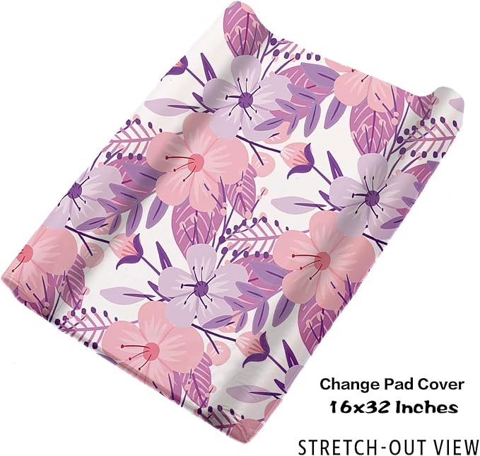 Personalized Nursery Crib Bedding Set: Custom Name Purple Flower 5 Piece Baby Crib Sets with Elephant Design - Toddler Double Layer Blanket Set, Comfortable Crib Bed Sheets for Baby Grils