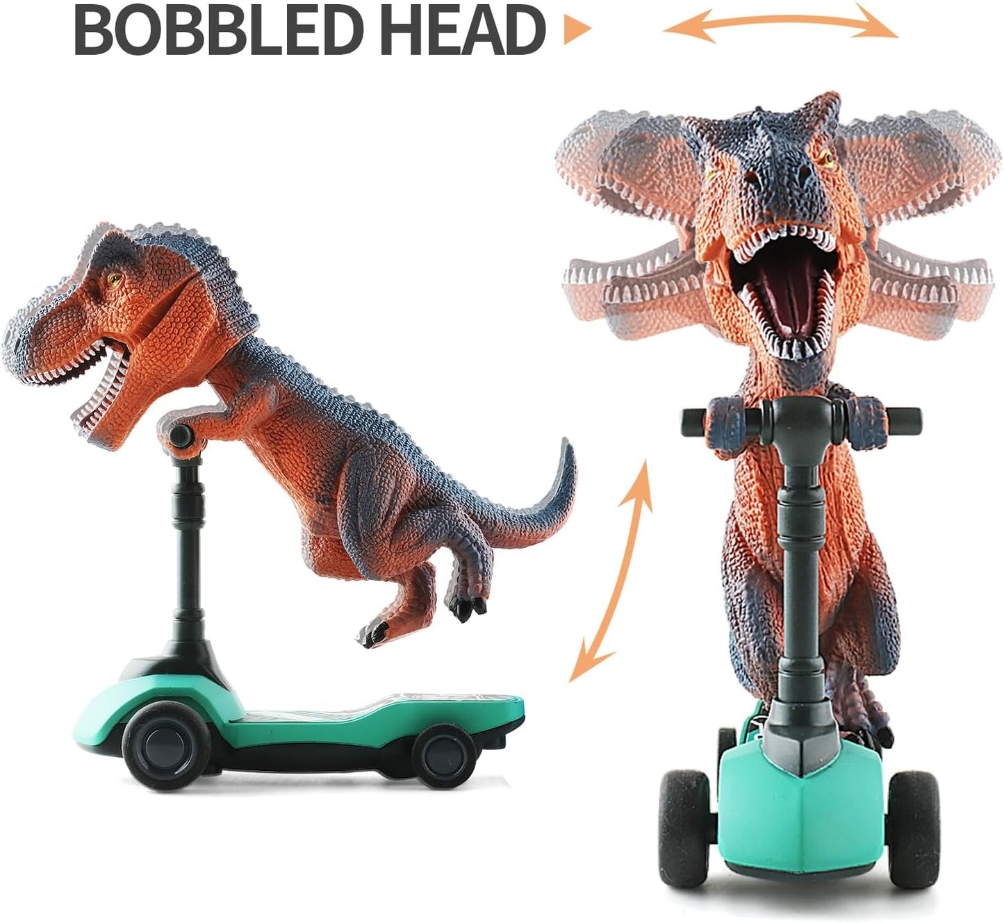 DINOBROS Dinosaur Scooter Toys Pull Back Cars Mini Finger Kick Scooters Boy Toy Age 3 4 5 6, Dino Gift Sets for Kids 4-Pack