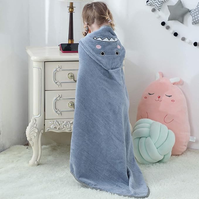 MICHLEY Unisex Baby Animal Hooded Bath Towel Soft Cotton Beach Swimming Bathrobe for 0-6T, Grey