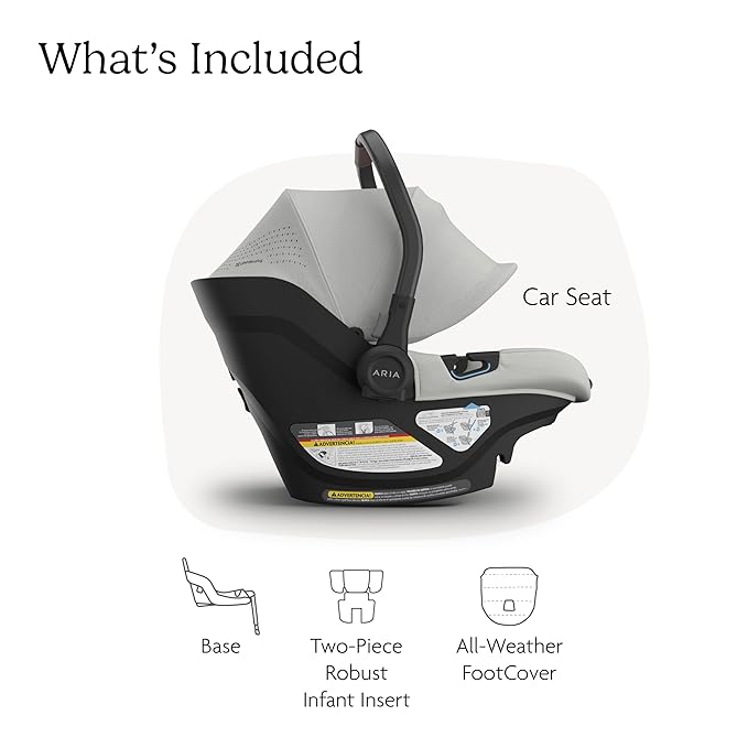 UPPAbaby Aria V2 Lightweight Infant Car Seat - Just Under 6 lbs - Base with Load Leg + Infant Insert + All-Weather FootCover Included - Direct Stroller Attachment - Savannah (Pearl Grey Mélange)