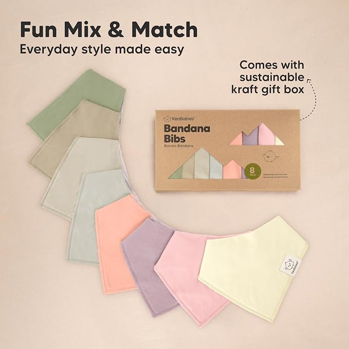 8-Pack Organic Baby Bandana Bibs for Girls - Super Absorbent Triangle Baby Bibs for Drooling and Teething Infant, 100% Cotton Extra Soft for Newborn, Infant 0-36 Months (Embrace)