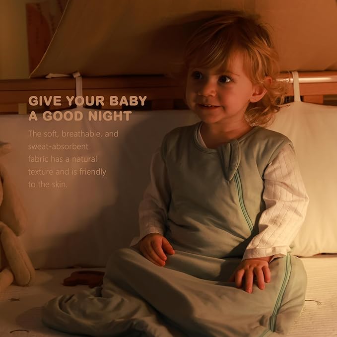 Mosebears Unisex Rayon Made from Bamboo Sleep Sack with 2-Way Zipper,2.5 Tog Baby Winter Sleep Sack (Calm Sage,6-18 Months)