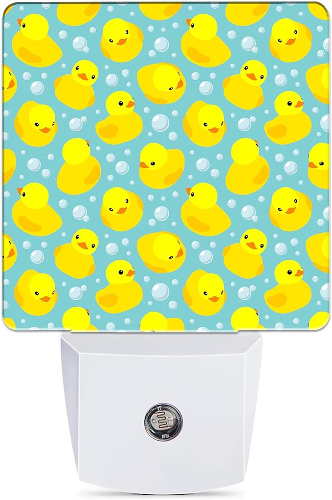 Yellow Rubber Ducks Night Light, Dusk to Dawn Smart Sensor Nightlight for Bedroom Bathroom Kitchen Hallway Stairs Hallway, Plug-in, Energy Efficient Decor Desk Lamp Gifts