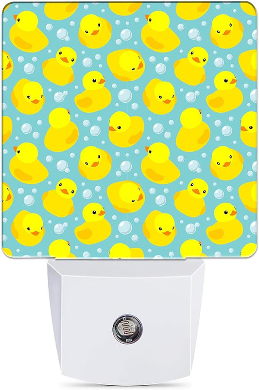 Yellow Rubber Ducks Night Light, Dusk to Dawn Smart Sensor Nightlight for Bedroom Bathroom Kitchen Hallway Stairs Hallway, Plug-in, Energy Efficient Decor Desk Lamp Gifts