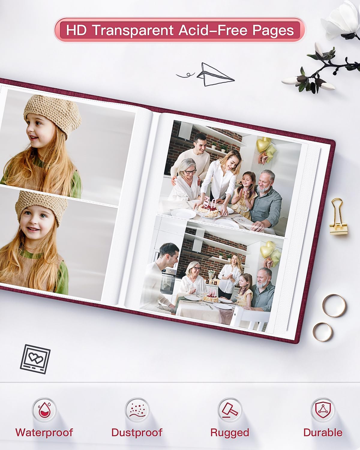 popotop Photo Album 4x6-200 Photos Photo Books with 200 Horizontal Pockets,Linen Cover Albums for Family Wedding Anniversary Baby Vacation Pictures