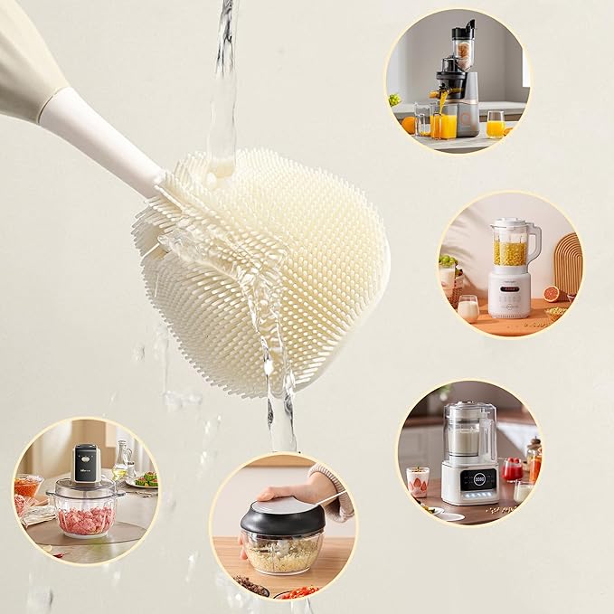 Baby Bottle Brush Kit with Push-Press Bubble and Drying Rack for Bottle Cleaning, Bendable Bottle Cleaner Brush for Baby Bottles, Breast Pumps, Nipples, Straws and More. Perfect for Home&Travel