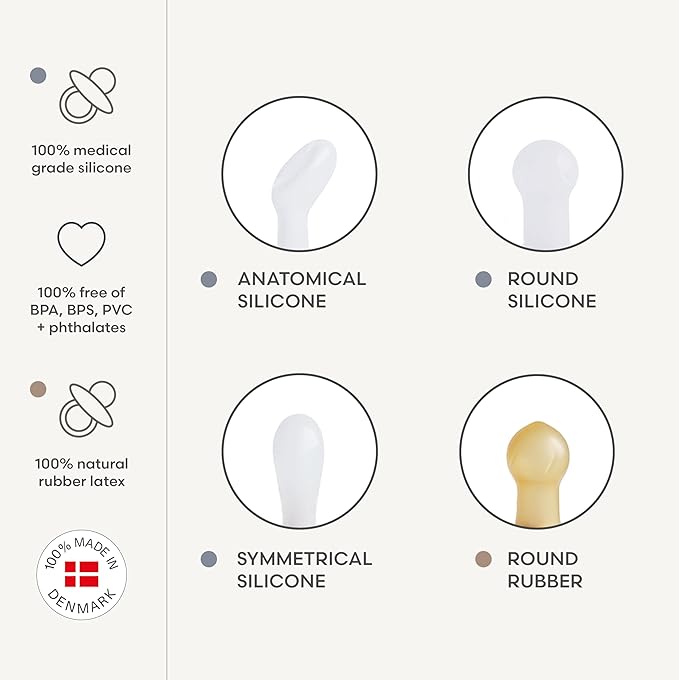 FRIGG SilkySoft Silicone Baby Pacifier 6-Pack Cinnamon Charm | Made in Denmark | BPA-Free (0-6 Months)