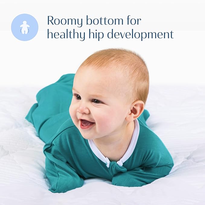 SleepingBaby Zipadee-Zip Transition Swaddle - Cozy Baby Swaddle Blanket with Zipper Convenience - Roomy Wearable Blanket for Easy Diaper Changes - Classic Teal, Medium (6-12 Month)