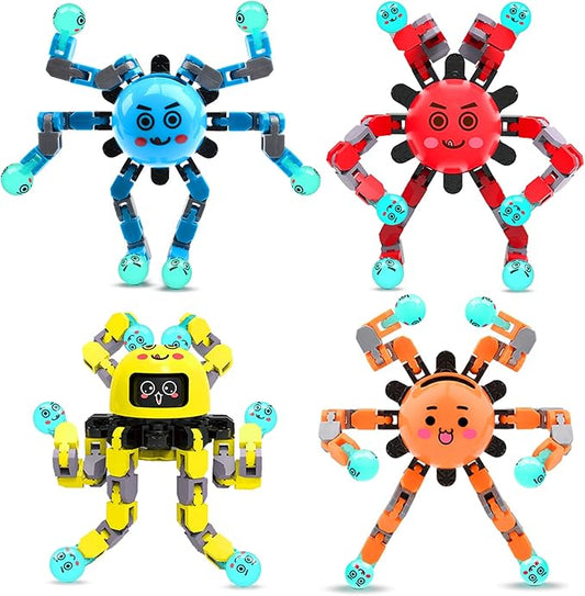 Transformable Fidget Spinner Toys for Kids and Adults,4 PCS Finger Sensory Toy for Boys Girls Autism ADHD Relief,Gifts for Chrismas Birthdays Party Favors for Teens Travel Stocking Stuffers