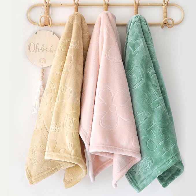 BORITAR Baby Blanket for Girls Ultra Soft Cozy Fleece Baby Blankets, Warm and Lightweight Toddler Blanket with Elegant Floral Printed for Bed Stroller Crib Travel, 30x40 Inch, Pink