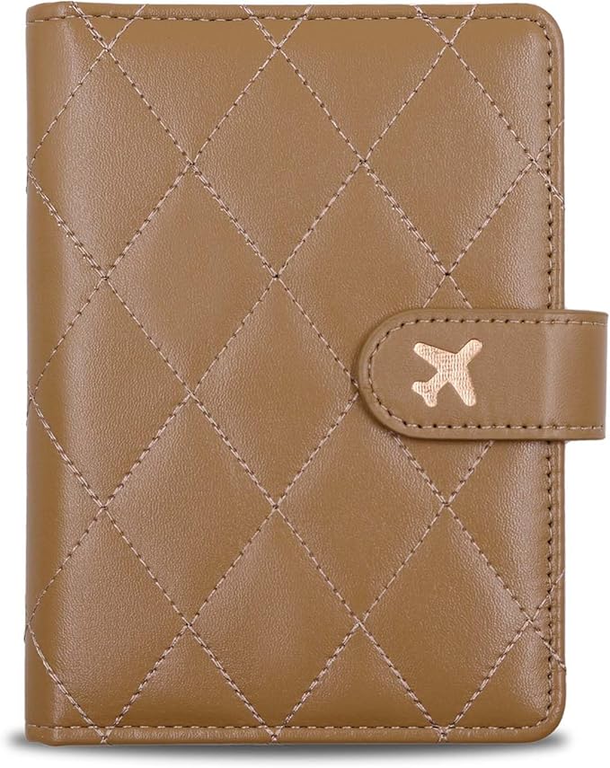 Melsbrinna Rfid Passport Holder for Travel women/Men, Cute Passport Wallet Rfid Blocking Card Slots, Rfid Passport Cover/CaseTravel Wallet, Passport Book Holder (1, LG KHAKI)