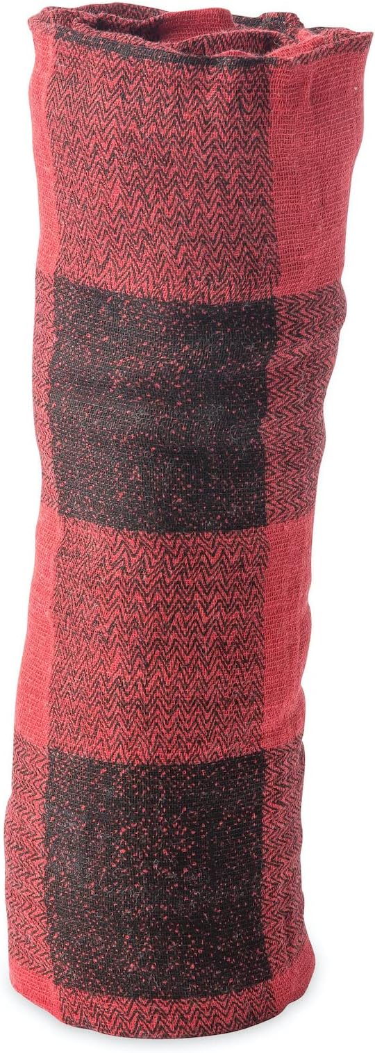 Little Unicorn Premium Cotton Swaddle Baby Blanket | Breathable Fabric | for swaddling, Play, Nursing & More (Red Plaid)