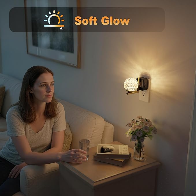 JandCase LED Night Light, 3000K Warm White & RGB Color Changing Night Lights Plug into Wall, Dusk to Dawn Light Sensor, 180° Rotatable Plug in Nightlights for Bathroom, Bedroom, Hallway 2 Pack