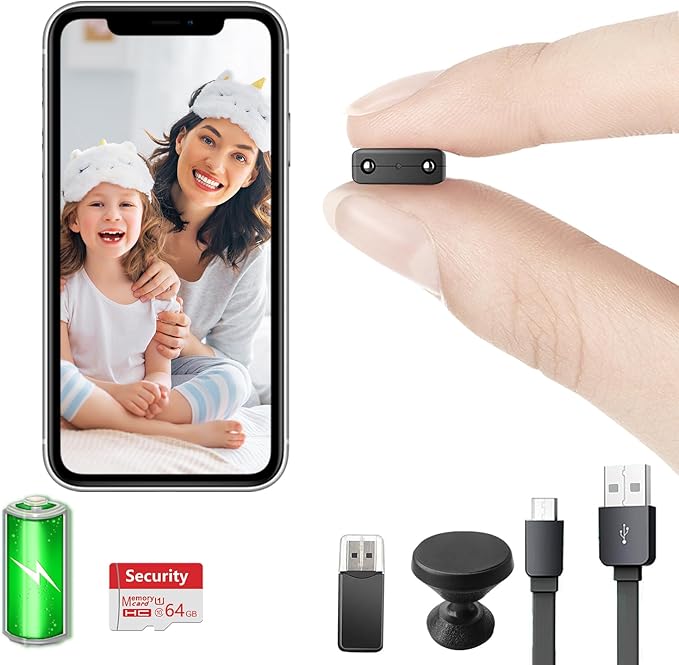 【Free 64G】 Smallest Wireless WiFi Camera,Portable Battery Camera,HD4K Baby Monitor with Video Recording Live Feed Night Vision,Motion Detection,Cloud Storage for Security with iOS Android APP