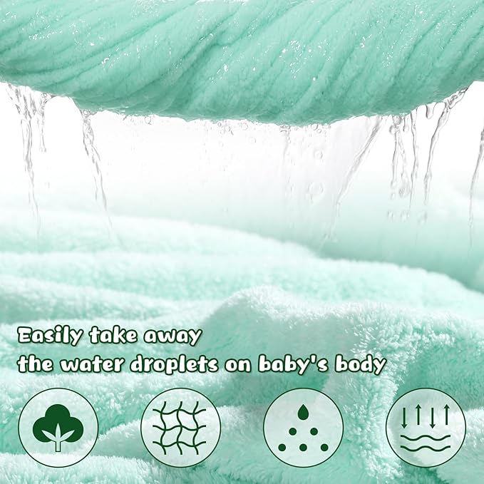 Baby Bath Towels Hooded, Dinosaur Thick Toddler Hooded Towel for Boy Age 0-5， 50" x 32" Large Size Soft Absorbent Coral Fleece Shower Gift for Kids,Beach Comfort Quick-Drying Green Dinosaur