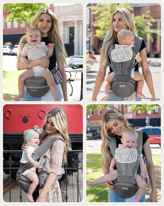 MOMTORY StowNGO Pro Baby Carrier, Safety-Certified 6-in-1 Baby Carrier Newborn to Toddler, Detachable Baby Holder Carrier with Hip Seat, Ergonomic Cozy Baby Front and Back Carrier for 7-50lbs