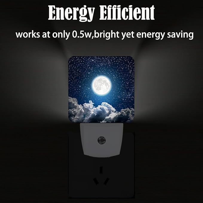 Starry Sky and Moon Night Light,Plug Into Wall Decor for Stairway,Hallway,Kitchen,Dusk to Dawn Sensor Nightlights for Boys/Girls/Women/Men Room Gifts