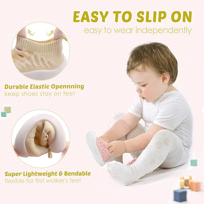 Baby First-Walking Shoes 1-4 Years Kid Shoes Trainers Toddler Infant Boys Girls Soft Sole Non Slip Cotton Canvas Mesh Breathable Lightweight TPR Material Slip-on Sneakers Outdoor