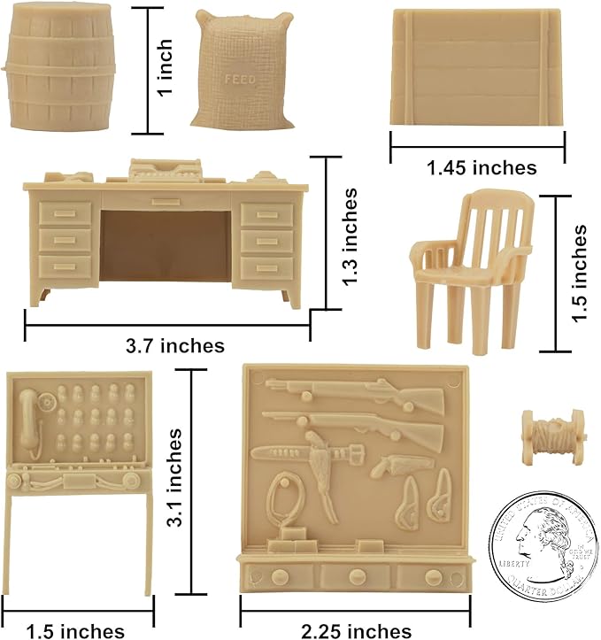 BMC Classic Marx Military Base Camp - 44pc Plastic Army Men Playset Accessories