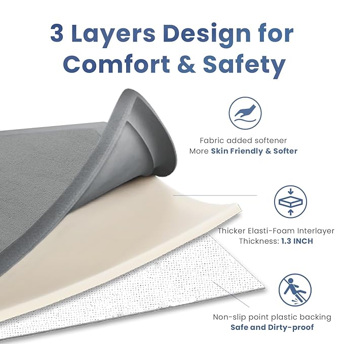 Baby Play Mat for Floor,1.3" Thick Elasti Foam Tummy Time Mats,79"×118" Extra Large Non Slip Crawling Mat for Toddlers,Infants,Kids,Yoga Mat,Tatami Style for Living Room,Classroom,Playroom(Dark Gray)