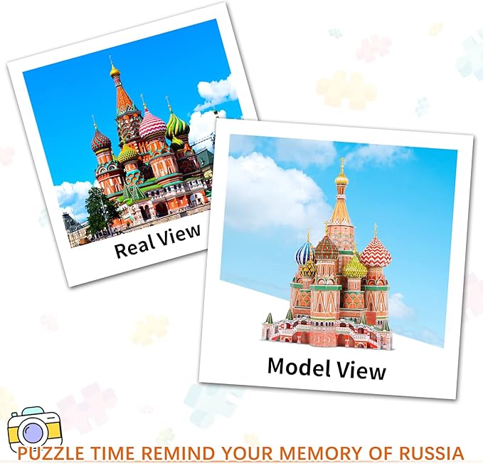 3D Puzzles for Adults & Kids St. Basil's Cathedral Building Set, Russia Cathedral Architecture Craft Model Kits, Educational 3D Jigsaw Puzzle Toy Birthday for Teens Boys Girls, 231 PCS