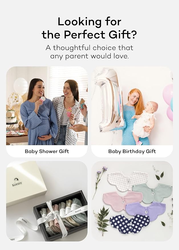 Konny Baby Bibs Set, 360 ° Rotate, Soft and Absorbent Bandana Drooling for Boys Girls baby Essentials