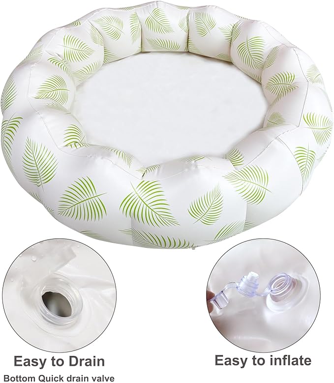 Inflatable Baby Pool, Portable Paddling Baby Swimming Pool for Toddlers Ages 0-3 Years Girls and Boys, Indoor& Outdoor, Garden and Backyard Summer Water Party, 35.4x9.8 in (Green Leaves)