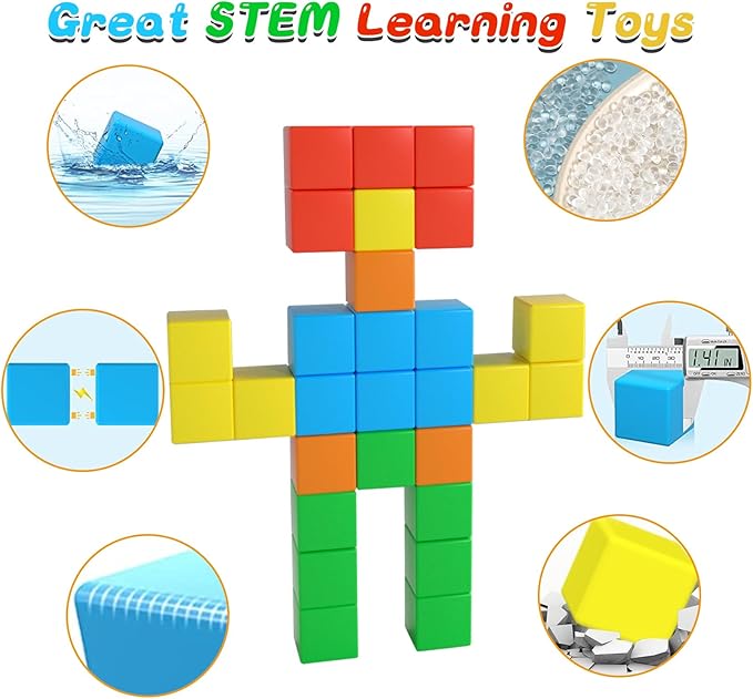 Magnetic Blocks,1.41 inch Large Building Blocks for Kids Ages 3-5 4-8 Sensory Magnetic Cubs for Kids 1-3 Preschool Educational Gifts Toys for Toddlers 3 4 5 6 7 8 Year Old Boys Girls 28PCS
