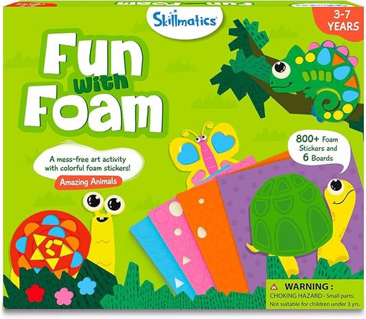 Skillmatics Foam Sticker Art Activity - Animals, Stocking Stuffers, Mess-Free Fun for Kids, 800+ 3D Foam Stickers, DIY Felt Craft Kits, Christmas Gifts for Boys & Girls Ages 3, 4, 5, 6, 7