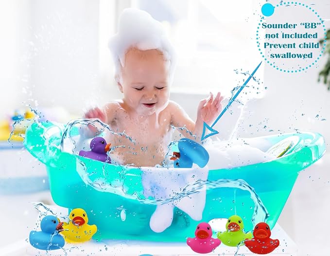 The Dreidel Company Classic Rubber Duck Toy Duckies for Kids, Six Solid Colors, Bath Birthday Gifts Baby Showers Classroom Summer Beach and Pool Activity, 2" (200-Pack)