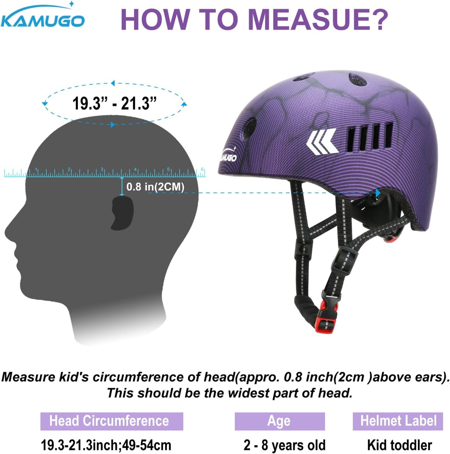 KAMUGO Kids Bike Helmet Set, Toddler Helmet for Ages 2-8 Boys Girls with Sports Protective Gear Set Knee Elbow Wrist Pads for Skateboard Cycling Scooter Rollerblading