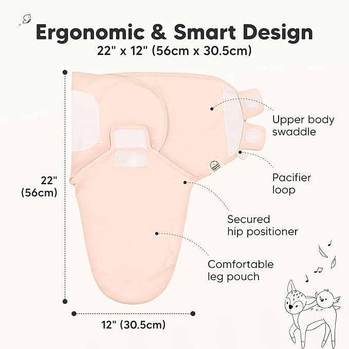 KeaBabies 3-Pack Organic Baby Swaddle Sleep Sacks - Swaddles for Newborns, Infant 0-3 Months, Baby Girls, Boys, Soft & Snug Newborn Sleep Sack, Nursery Swaddling Blankets (Angelic)