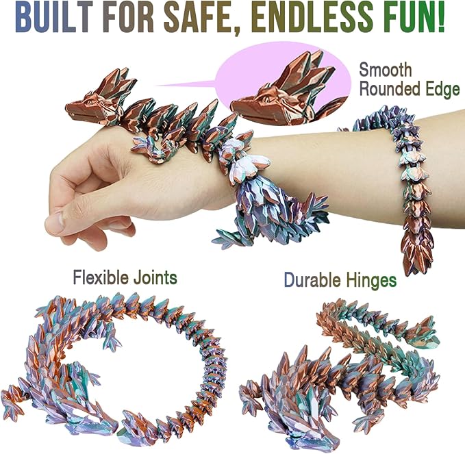 Large Dragon Eggs with Dragon Inside, 3D Printed Surprise Funny Gifts for Kids, Articulated Dragon Fidget Toys for Adults, Executive Desk Toys Office Room Décor (Gradient Blue-Green-Brown)