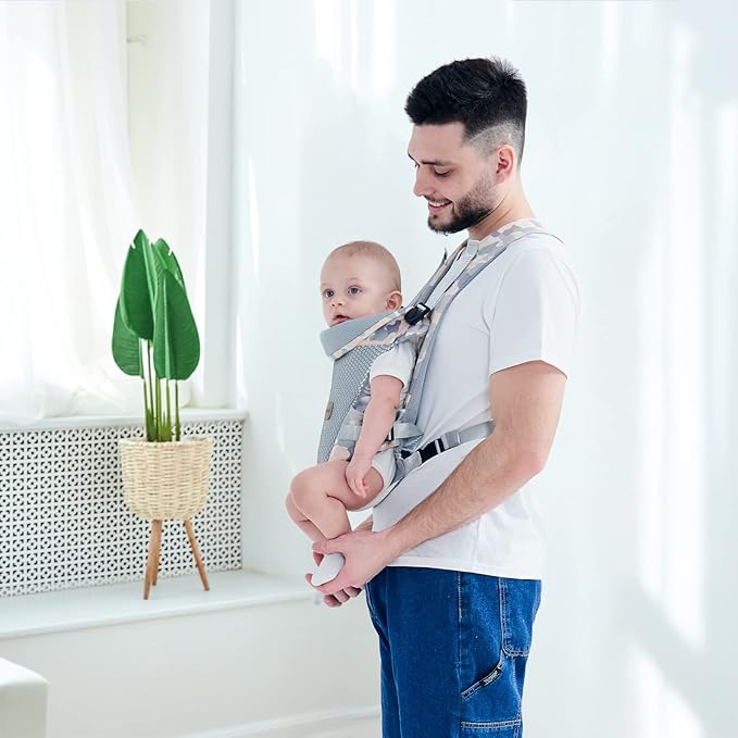 IULONEE Baby Carrier, Embrace Cozy 4-in-1 Infant Carrier Ergonomic Adjustable Holder Portable Convertible Front and Back Backpack Carry for Infants Toddlers Babies Girl and Boy 7-45 Pounds (Gray)