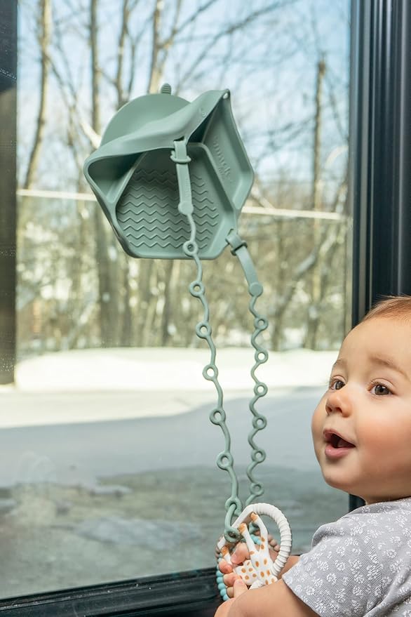 Smack Fun - The Original All-in-one Suction Plates + Safety Toy Straps - Silicone Suction Plates for Toddlers + Baby - First Foods + Self-Feeding. Comes with 2 Straps (Pale Mauve)